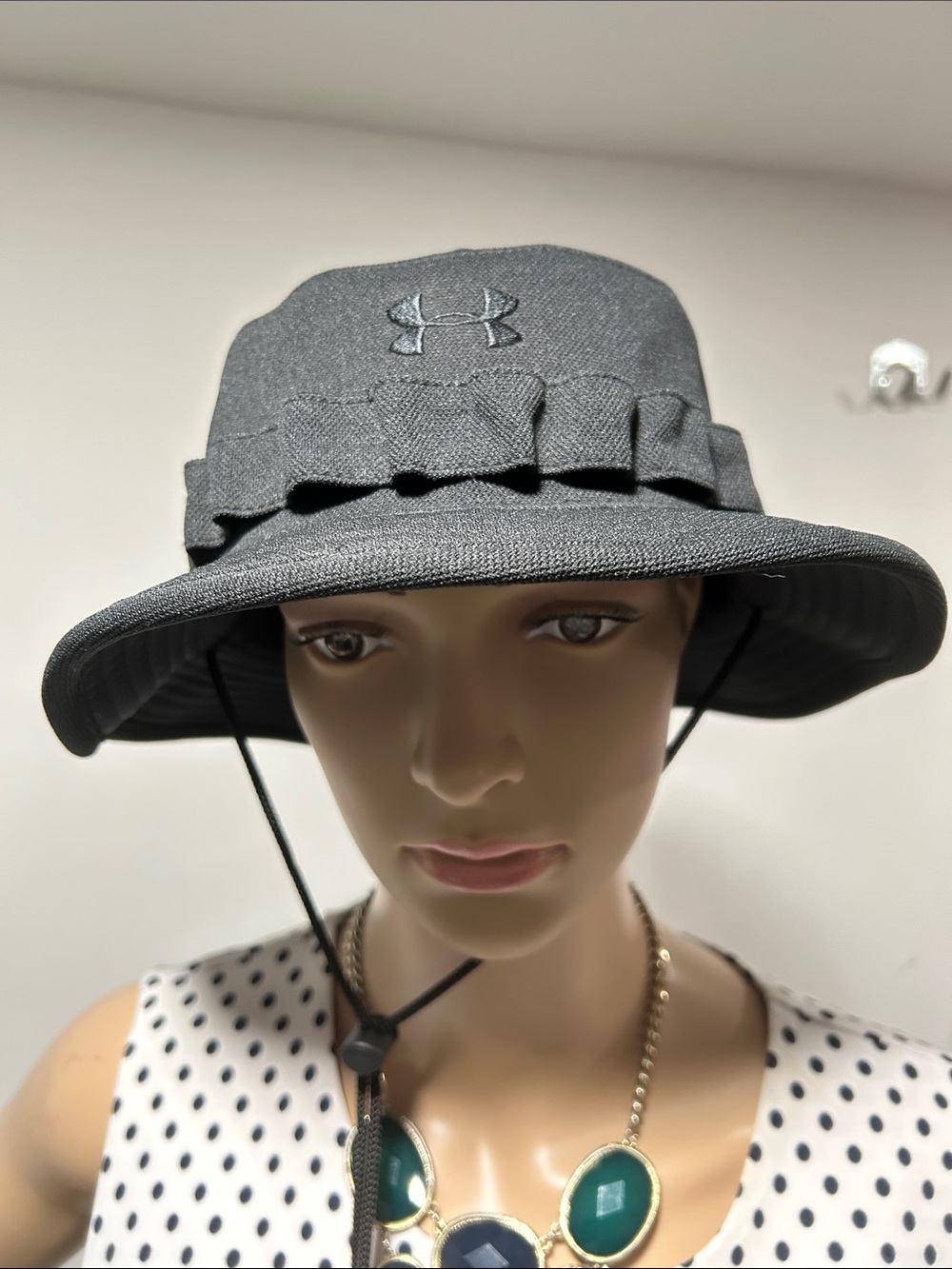 Under Armour Men’s Charcoal Bucket Hat with Chin Cord